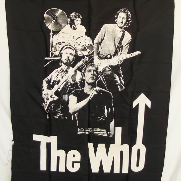 THE WHO Satin Banner/Flag, OS, Vintage, Black - Picture 2 of 10